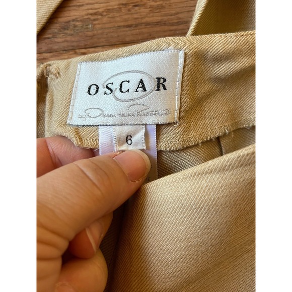 VTG Oscar de la Renta Womans Tan Twill Straight Leg Pant Minimalist Old Money 6 - Picture 3 of 12